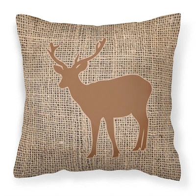 "Caroline's Treasures Deer Burlap & Brown Canvas Fabric Decorative Pillow, 14"" x 14"", Multicolor"