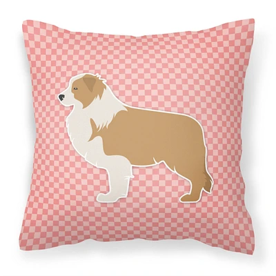 "Caroline's Treasures BB3622PW1818 Red Border Collie Checkerboard Pink Decorative Pillow, 18"" x 18"", Multicolor"