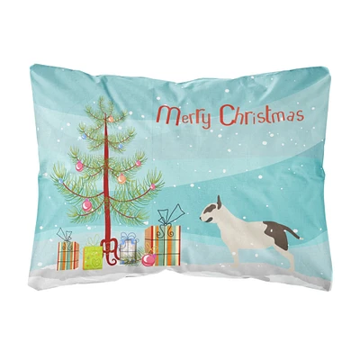 "Caroline's Treasures BB2996PW1216 Bull Terrier Merry Christmas Tree Canvas Fabric Decorative Pillow, 12"" x 16"", Multicolor"