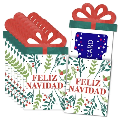 Big Dot of Happiness Feliz Navidad - Holiday and Spanish Christmas Party Money and Gift Card Sleeves - Nifty Gifty Card Holders - 8 Ct
