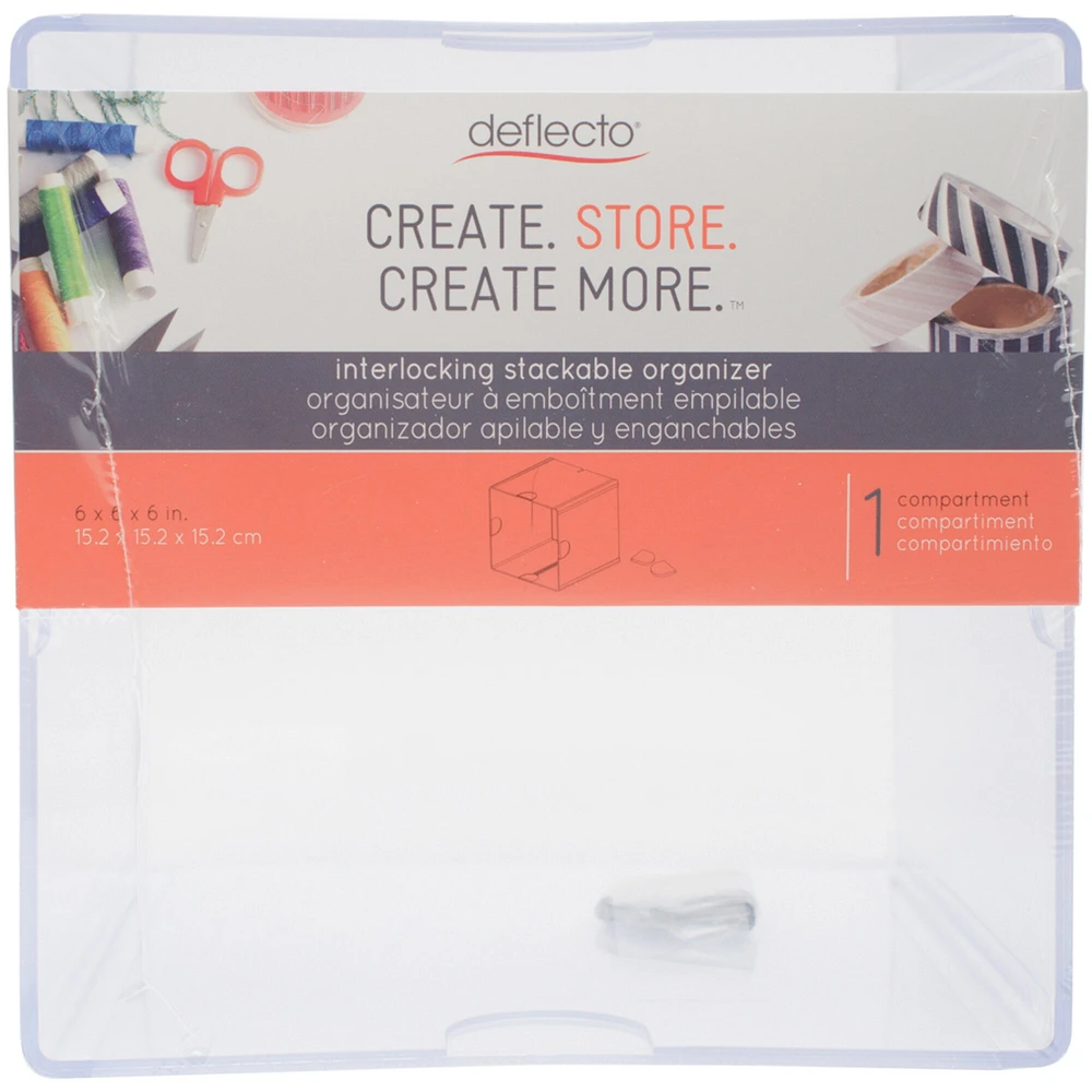 Deflecto Stackable Open Cube Storage Organizer-6"X6"X6" Clear