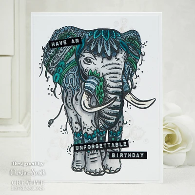 Creative Expressions Designer Boutique Clear Stamp 6"X4"-Doodle Elephant