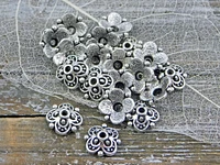 *100* 10mm Antique Silver Bead Caps