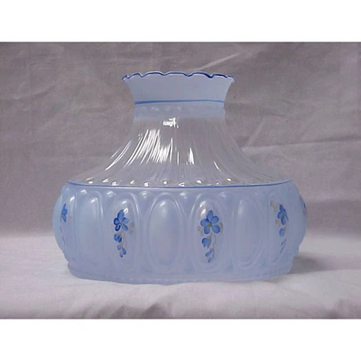 Aladdin Blue Meadow Flower Glass Oil Lamp Shade Clear Top 10 inch