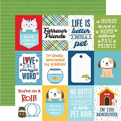 Pets Double-Sided Cardstock 12"X12"-3"X4" Journaling Cards