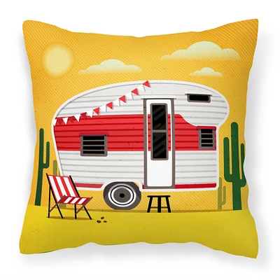 "Caroline's Treasures Greatest Adventure Retro Camper Desert Fabric Decorative Pillow, Multicolor, 14H x 14W"