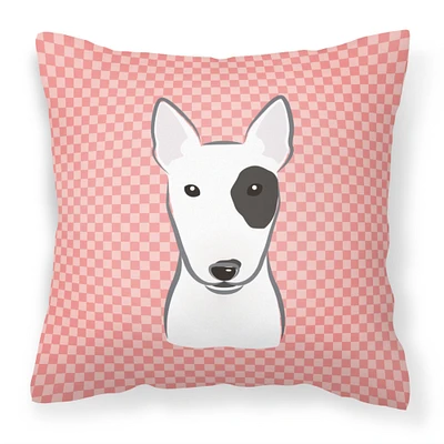 "Caroline's Treasures BB1209PW1414 Checkerboard Pink Bull Terrier Decorative Pillow, Large, Multicolor"