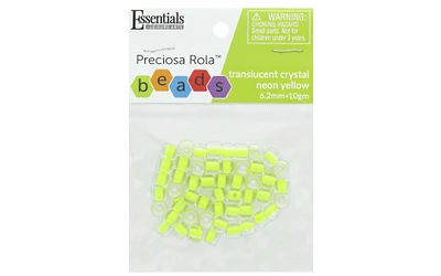 Essentials By Leisure Arts Arts Czech Rola Bead 6.2mm 10gm Trans Crys/Neon Yel
