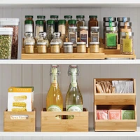 mDesign Bamboo Adjustable, Expandable Spice Rack Organizer