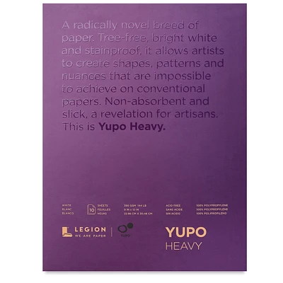 Legion Yupo Heavyweight Synthetic Paper Pad - 9" x 12", 10 Sheets