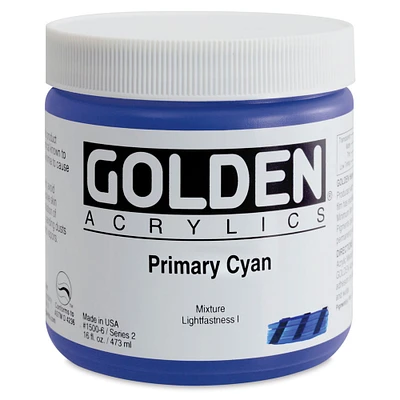 Golden Heavy Body Artist Acrylics - Primary Cyan, 16 oz Jar