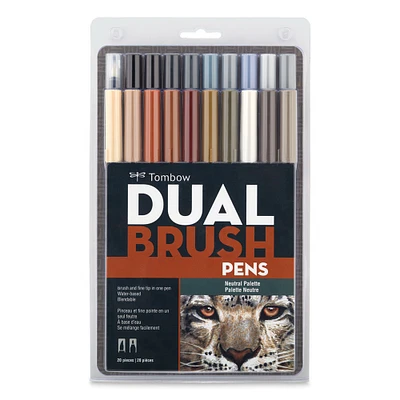 Tombow Dual Brush Pens - Neutral Colors, Set of 20