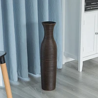 Tall Decorative Modern Ribbed Trumpet Design Brown Floor Vase - Contemporary Home Decor, Stylish Accent Piece for Living Room, Dining Room, or Entryway - Statement Vase for Flowers and Greenery