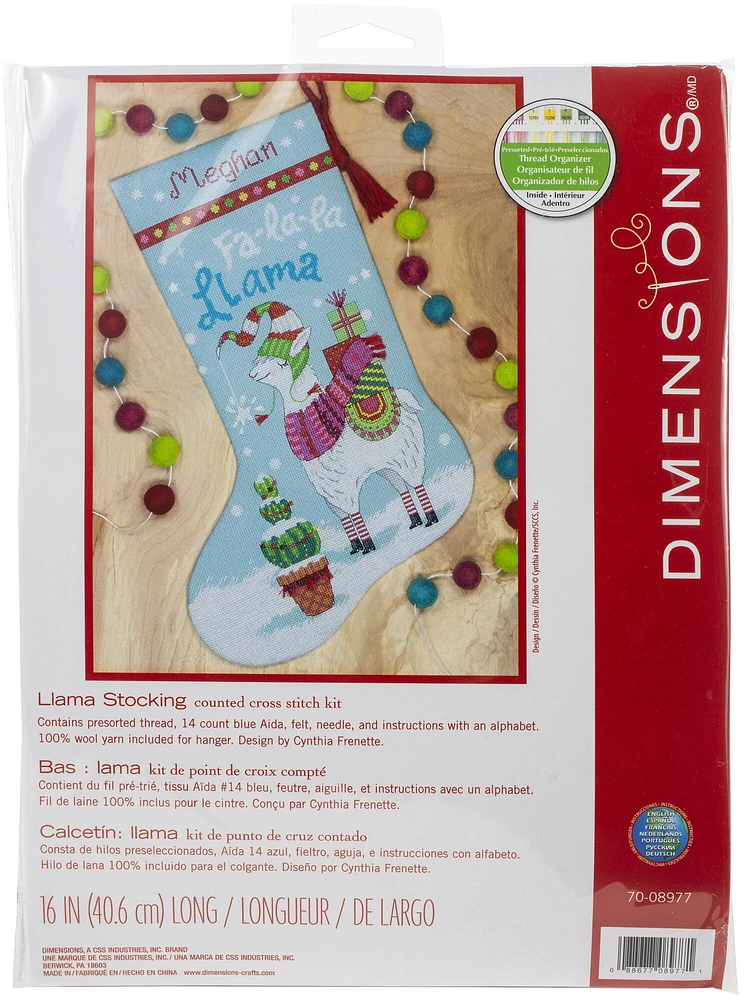 Dimensions Counted Cross Stitch Kit 16" Long-Llama Stocking (14 Count)