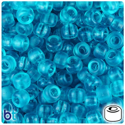 BeadTin Turquoise Frosted 9mm Barrel Plastic Pony Beads (500pcs)