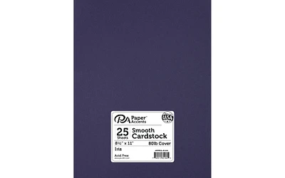 PA Paper Accents Smooth Cardstock 8.5" x 11" Iris, 80lb colored cardstock paper for card making, scrapbooking, printing, quilling and crafts, 25 piece pack