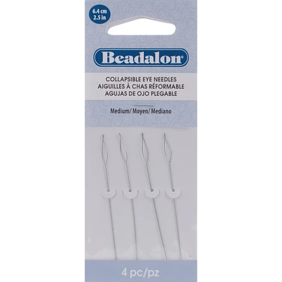 Beadalon Collapsible Eye Needles 2.5" 4/Pkg-Medium