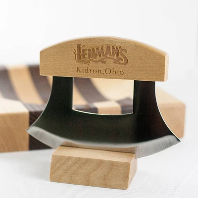 Lehman's ULU Crescent Rocker Knife, 6 inch Curved Stainless Steel Blade Chops and Minces Salad, Fruit, Vegetables and Herbs