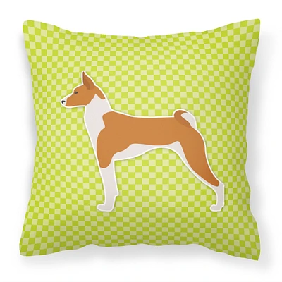 "Caroline's Treasures BB3874PW1818 Basenji Checkerboard Green Fabric Decorative Pillow, 18"" x 18"", Multicolor"