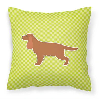 "Caroline's Treasures BB3812PW1414 English Cocker Spaniel Checkerboard Green Pillow, 14"" x 14"", Multicolor"