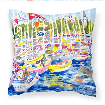 "Caroline's Treasures 6117PW1414 Bunch of boats at Harbor Decorative Canvas Fabric Pillow, Large, Multicolor"