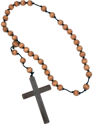 Medieval Renaissance Religious Monk Cross With Wood Beads Costume Accessory