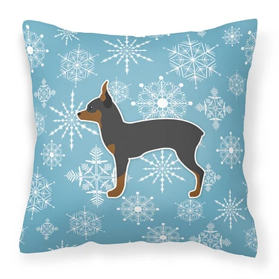 "Caroline's Treasures BB3487PW1818 Winter Snowflake Toy Fox Terrier Decorative Pillow, 18"" x 18"", Multicolor"