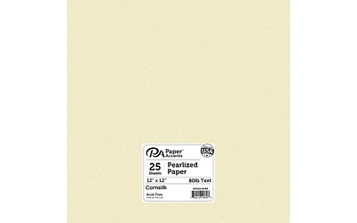 Paper Pearlized 12x12 80lb 25pcPk Cornsilk