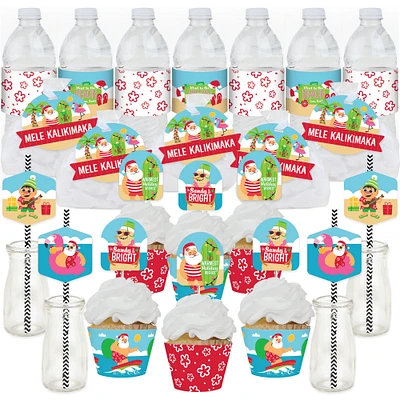 Big Dot of Happiness Tropical Christmas - Beach Santa Holiday Party Favors and Cupcake Kit - Fabulous Favor Party Pack - 100 Pieces