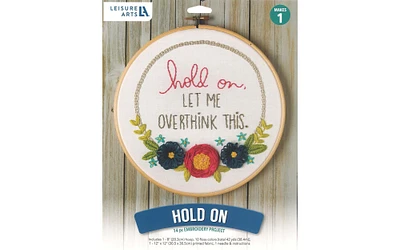 Leisure Arts Embroidery Kit 8" Hold On - embroidery kit for beginners - embroidery kit for adults - cross stitch kits - cross stitch kits for beginners - embroidery patterns