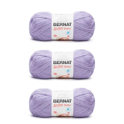 Bernat Softee Baby Lavender Yarn - 3 Pack of 141g/5oz - Acrylic - 3 DK (Light) - 362 Yards - Knitting/Crochet