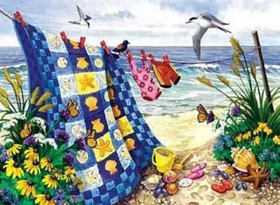 Sunsout Seaside Summer 500 pc Large Pieces  Jigsaw Puzzle 62956