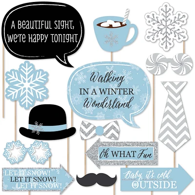 Big Dot of Happiness Winter Wonderland - Snowflake Holiday Party and Winter Wedding Photo Booth Props Kit - 20 Count