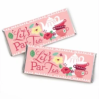 Big Dot of Happiness Floral Let's Par-Tea - Candy Bar Wrapper Garden Tea Party Favors - Set of 24