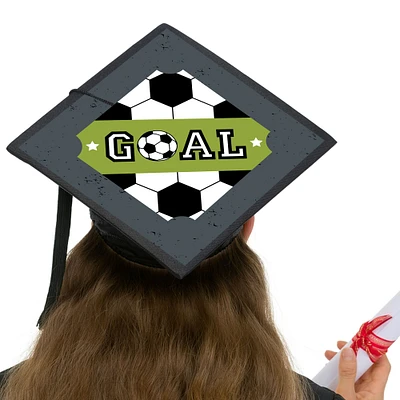 Big Dot of Happiness Grad Soccer - Graduation Cap Decorations Kit - Grad Cap Cover