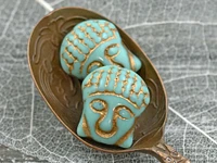 *4* 15x14mm Gold Washed Opaque Turquoise Buddha Head Beads