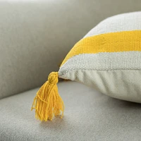 16" Handwoven Cotton Throw Pillow Cover with Side Stripes