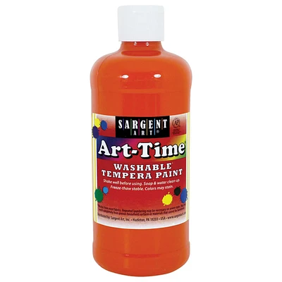 Art-Time® Washable Tempera Paint, Orange, 16 Oz.