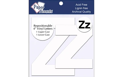 Vinyl Letters Removable Adh 4" Zz 2pc White