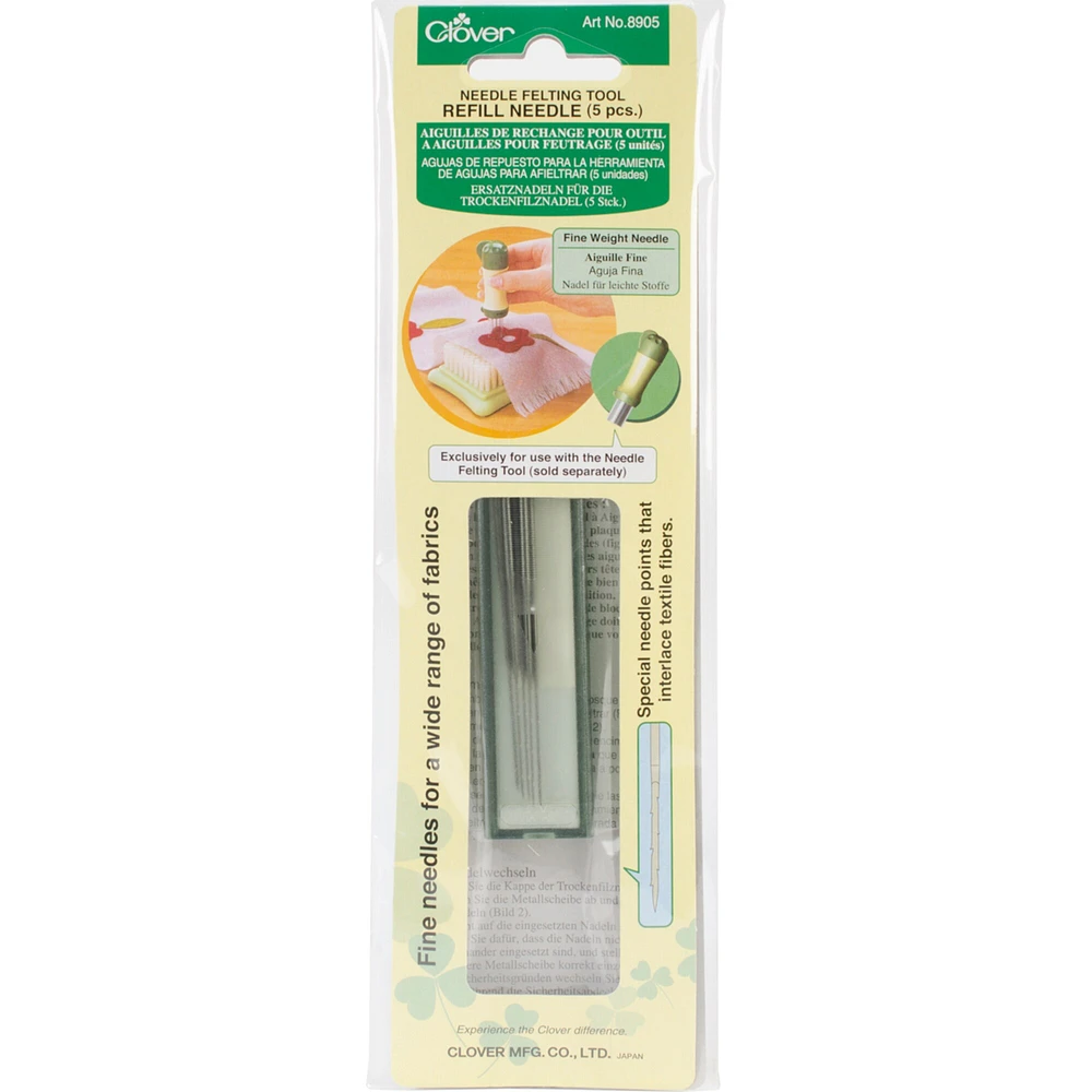 Clover Felting Needle Tool Refill Fine Weight 5/Pkg-