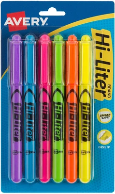 Avery Hi-Liter Pen-Style Highlighters 6/Pkg-Assorted Colors