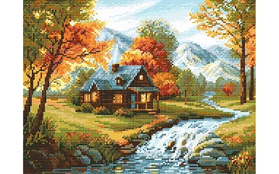 Riolis Diamond Mosaic Kit Autumn View, 7.75" x 7.75", for all skill levels, beautiful, vibrant diamond painting, for home decor and gifts, all supplies included