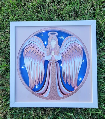 12x12 Rosegold Angel shadowbox that Lights up