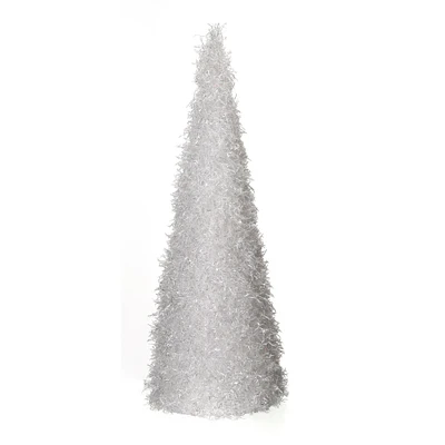 Contemporary Home Living 19" White Crystal Blizzard Cone Artificial Christmas Tree, Unlit