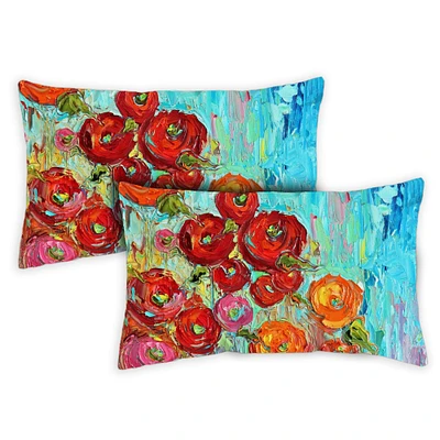 Fabulous Flowers Decorative Spring Indoor/Outdoor Pillow Cover (set of 2)