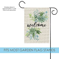 Burlap Welcome Flower Decorative Spring Double Sided Flag