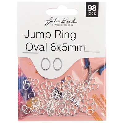 John Bead Jump Ring Oval 6x5mm 98/Pkg-Silver