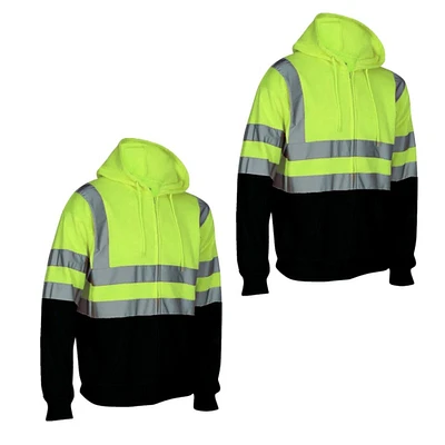 Radyan 2 Pack High Visibility Men Sweatshirt Thermal Hooded Jacket,Ropa De Trabajo. Best gift for worker, Reflective thermal hoodie, Men's visibility pullover