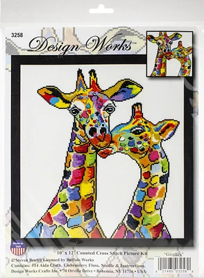 Design Works Counted Cross Stitch Kit 10"X12"-Giraffes (14 Count)