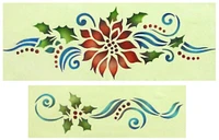 Poinsettia and Holly Sprays Cake Stencil Set | C725 by Designer Stencils | Cake Decorating Tools | Baking Stencils for Royal Icing, Airbrush, Dusting Powder | Reusable Plastic Food Grade Stencil for Cakes | Easy to Use & Clean Cake Stencil